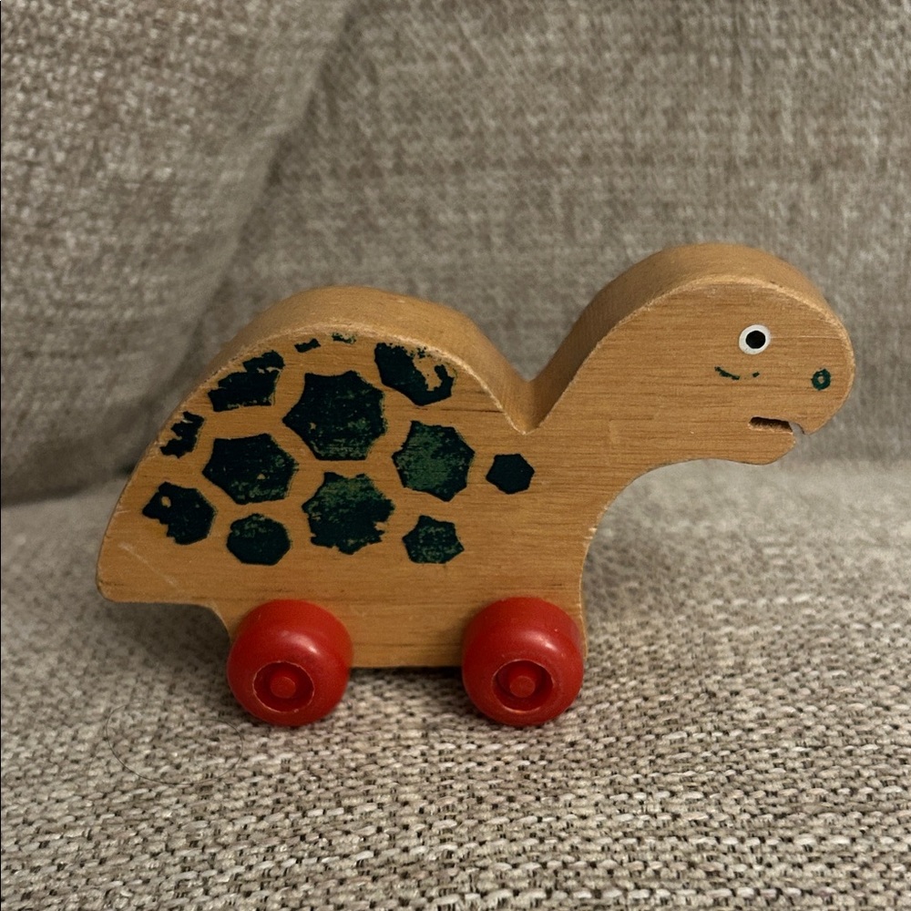 Vintage Wooden Turtle on Wheels